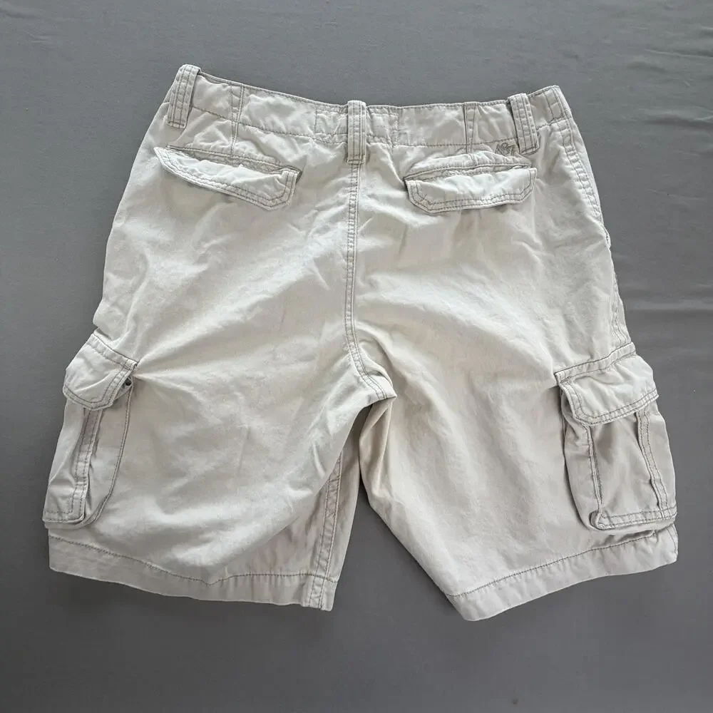 Aeropostale Cargo Shorts Mens 36 Beige Drawstring Pockets 11 Inseam Casual